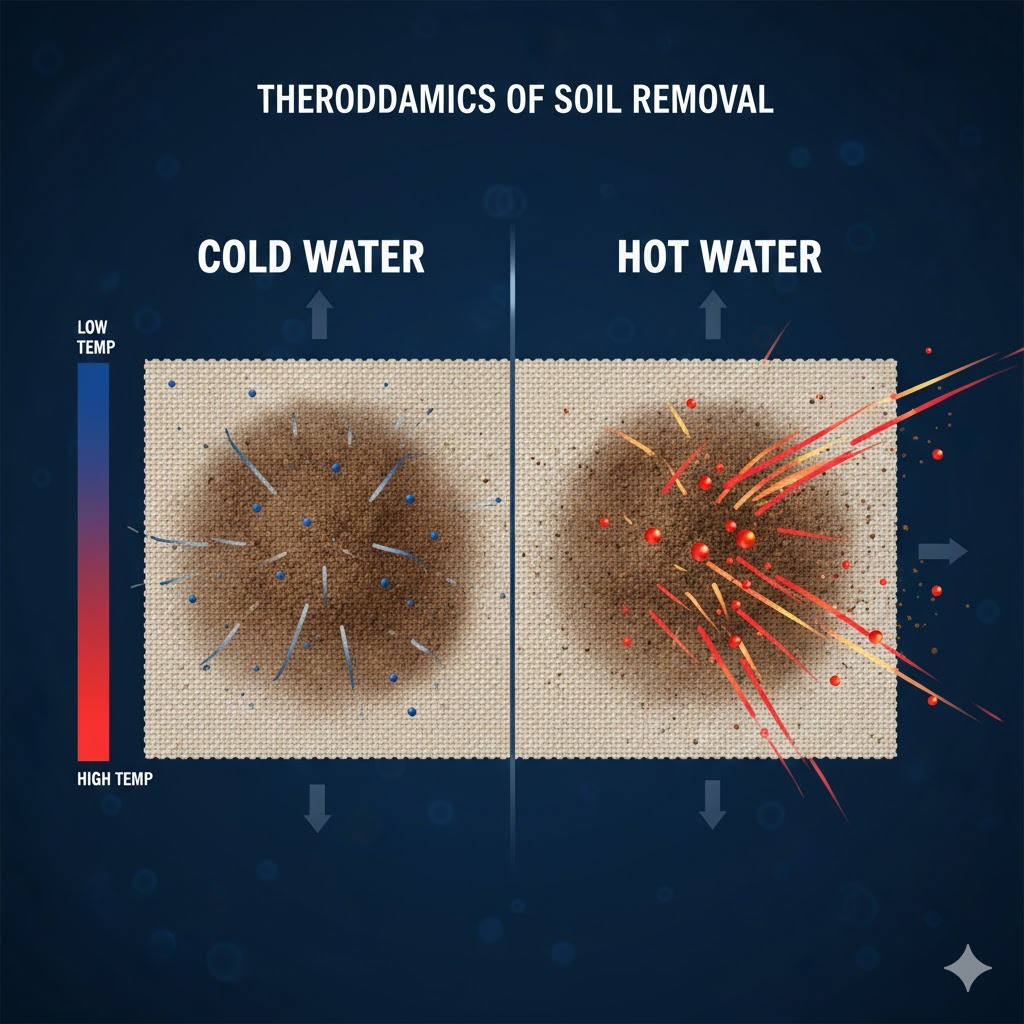 3D visualization of the Arrhenius Equation in action: water molecules vibrating at higher intensities as temperature increases from 20C to 60C. Visual representation of kinetic energy. High-tech scientific render, thermal color gradients, sleek laboratory interface style.